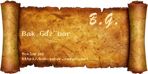 Bak Gábor névjegykártya